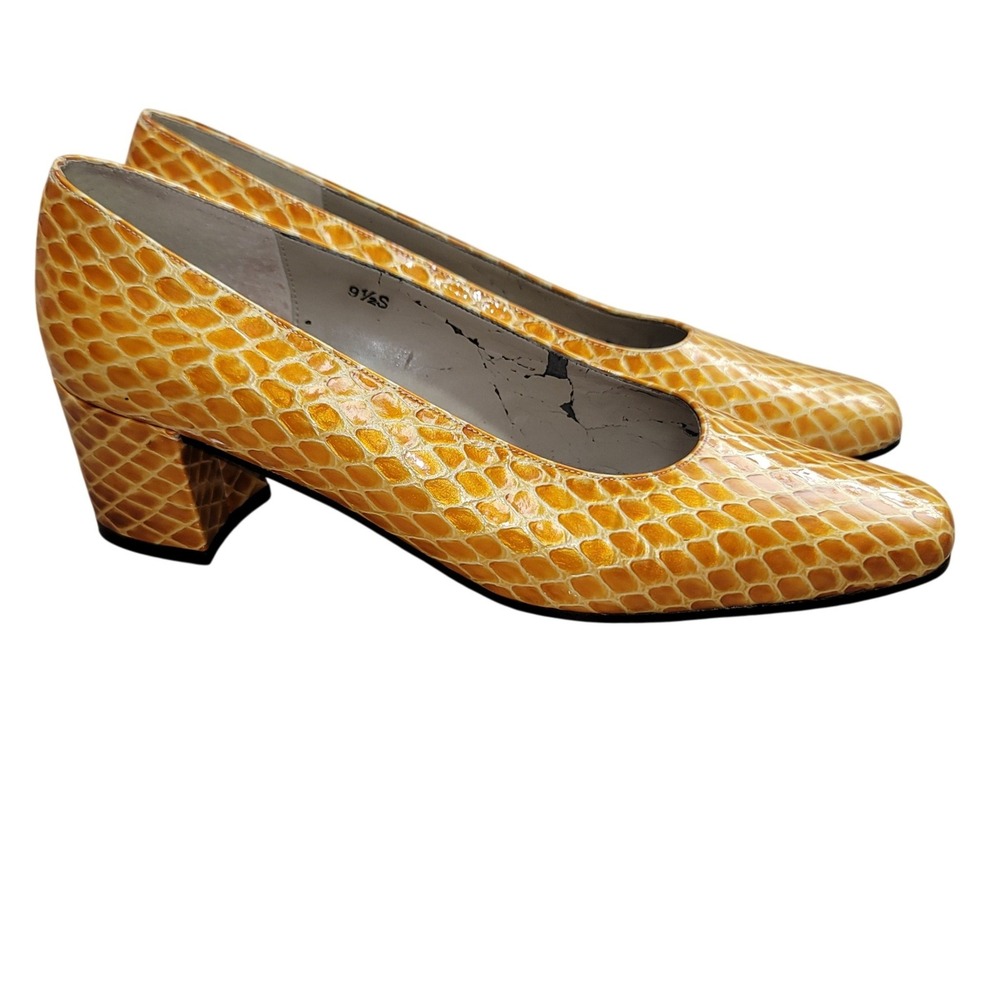 Vaneli Women's Orange Snake Square Toe Block Heel 9.5 Pumps Office Minimalist - Picture 6 of 10